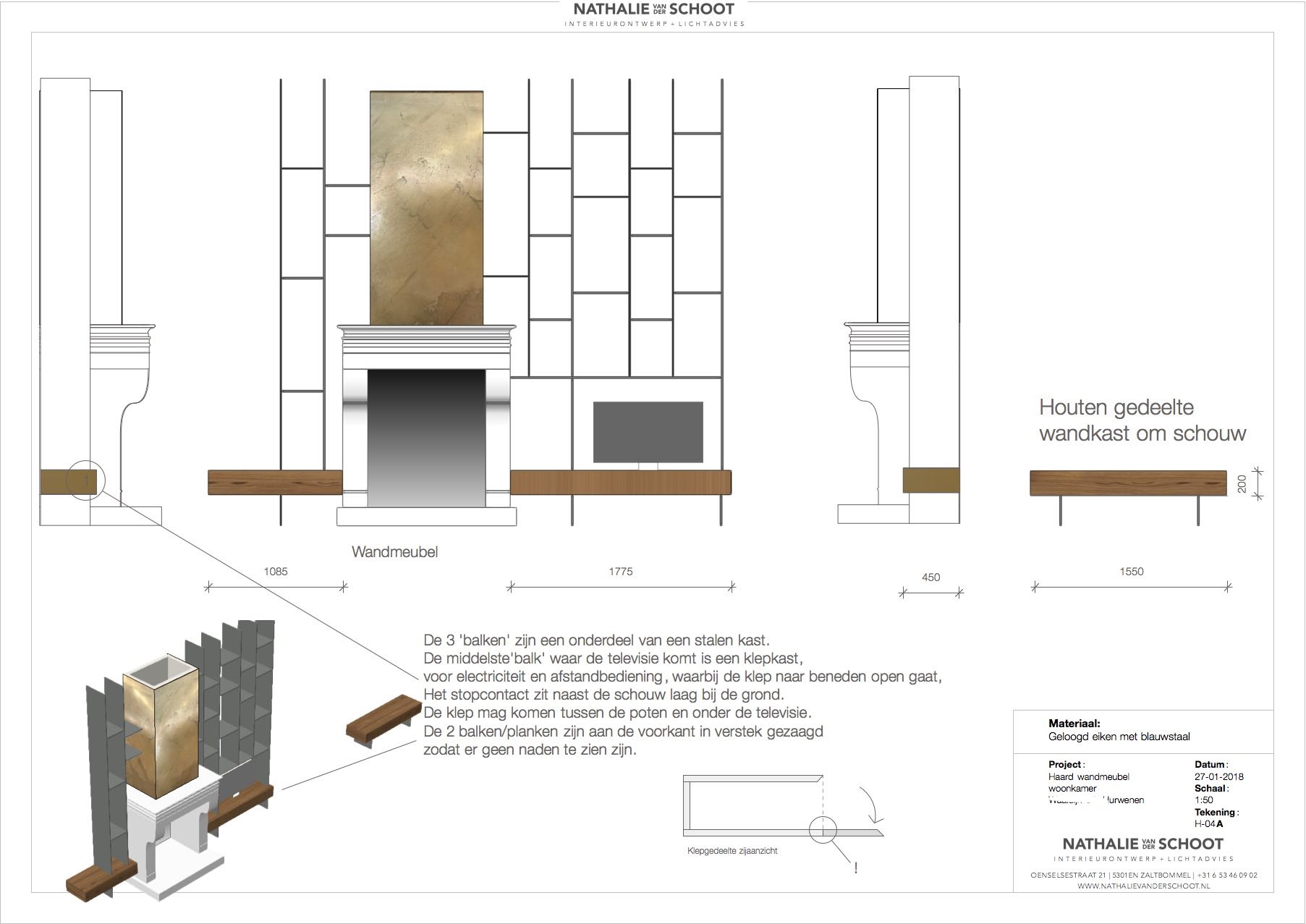 Technische tekening ontwerp stalen wandkast